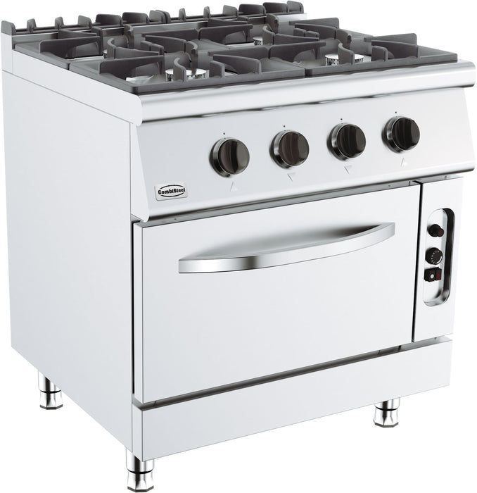 Combisteel Gas Stove 700 Series - 4 Burners with Gas Oven - Stainless Steel - Compact Commercial Design Combisteel