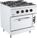 Combisteel Gas Stove 700 Series - 4 Burners with Gas Oven - Stainless Steel - Compact Commercial Design Combisteel