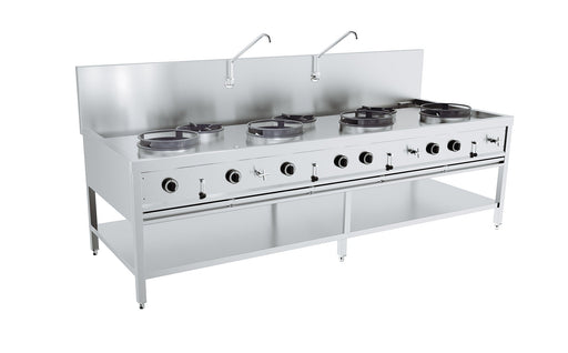 Combisteel Gas Wok Table – 4x17kW Burners - 3x9kW Burners - Commercial Freestanding Cooking Unit Combisteel