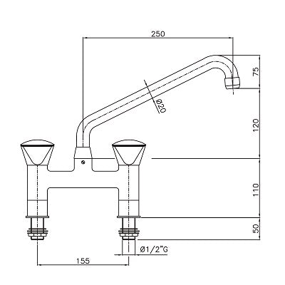 FAUCET WITH 2-HOLES Combisteel