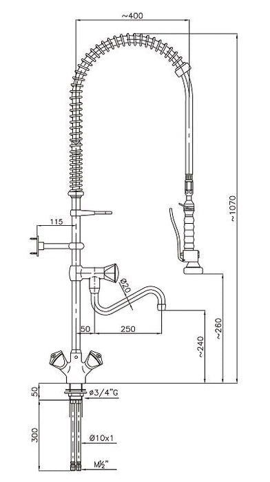 PRE RINSE UNIT WITH 1-HOLE Combisteel