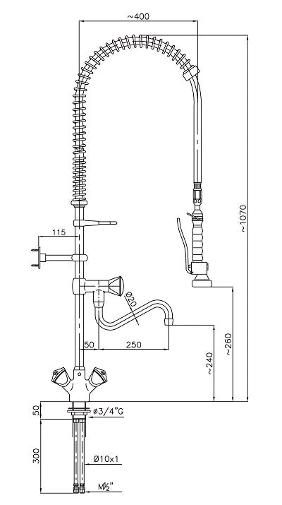 PRE RINSE UNIT WITH 1-HOLE Combisteel