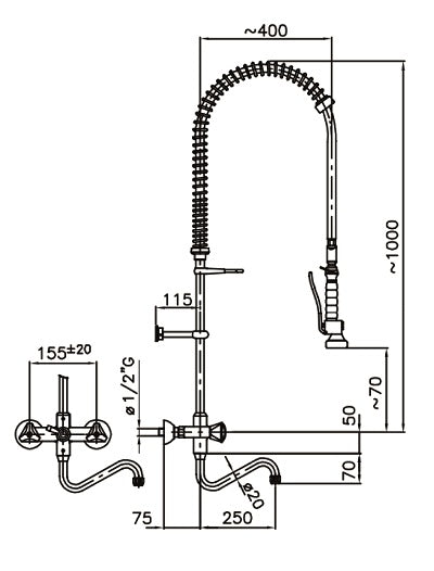 PRE RINSE UNIT WALL MOUNTED Combisteel