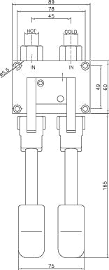 PEDAL CONTROLLED MIXING FAUCET 2 PEDALS Combisteel