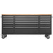 Heavy Duty Steel Rolling Tool Chest With Wooden Worktop 15 Drawers 1978x485x908mm Black | 722038 Ablack Makfry