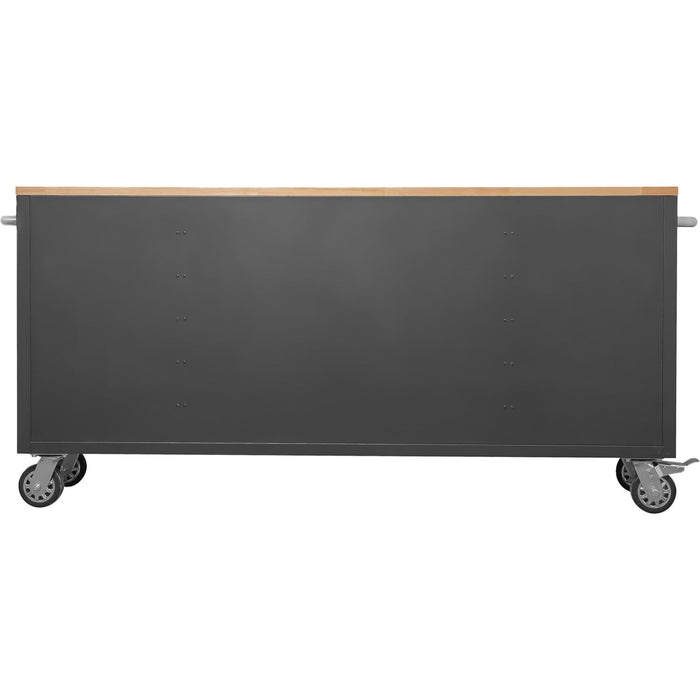 Heavy Duty Steel Rolling Tool Chest With Wooden Worktop 15 Drawers 1978x485x908mm Black | 722038 Ablack Makfry