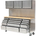 Heavy Duty Steel Rolling Tool Chest With Wooden Worktop 15 Drawers 3 Overhead Cabinets 1978x510x1828mm Stainless Steel | 722038 Apsilver Makfry