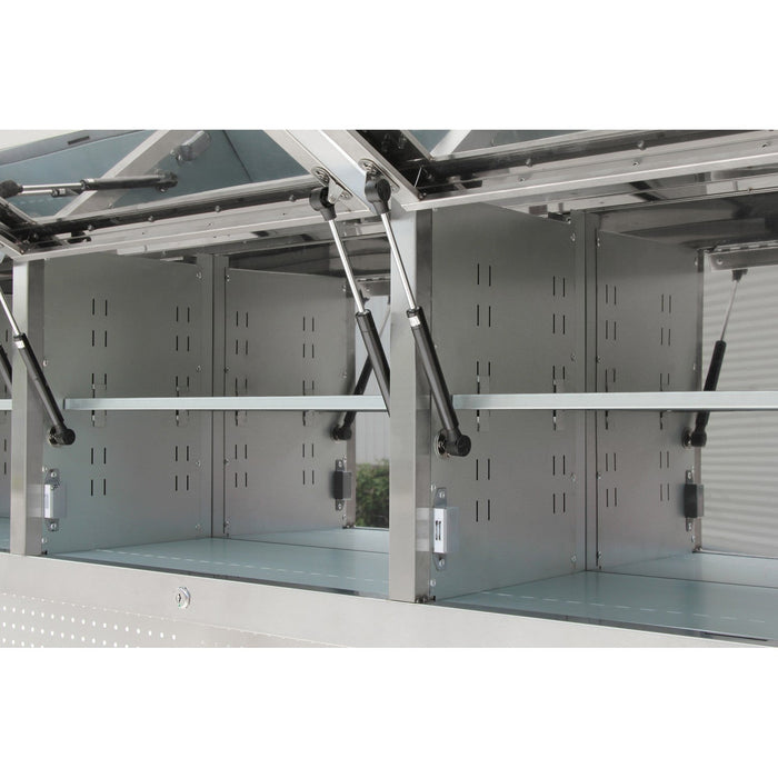 Heavy Duty Steel Rolling Tool Chest With Wooden Worktop 15 Drawers 3 Overhead Cabinets 1978x510x1828mm Stainless Steel | 722038 Apsilver Makfry