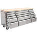 Heavy Duty Steel Rolling Tool Chest With Wooden Worktop 15 Drawers 1978x485x908mm Stainless Steel | 722038 Asilver Makfry