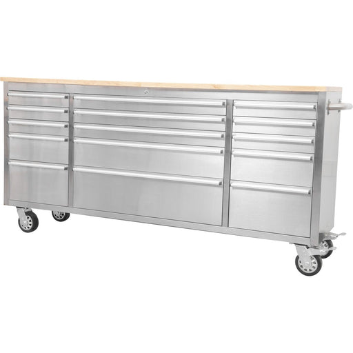 Professional Stainless Steel Rolling Tool Cabinet 15 Drawers 1826x486x905mm | 722038 As Makfry