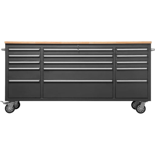 Professional Black Steel Rolling Tool Cabinet 15 Drawers 1826x486x905mm | 722038 A Makfry