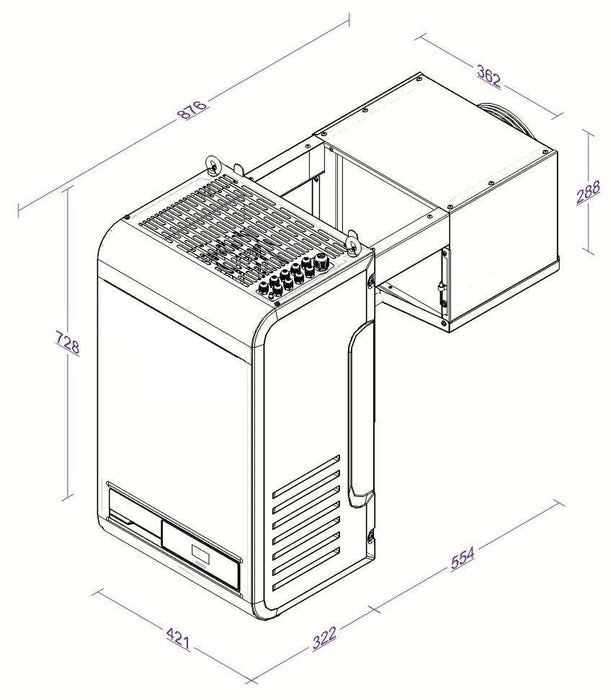 Combisteel Chiller Monoblock Refrigeration Unit Wall-Mounted Straddle Type | Capacity 9.6-19.9 m3 | Bluetooth - 7265.0010 Combisteel