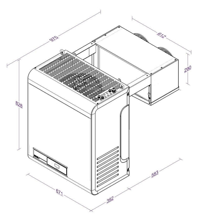 Combisteel Negative Wall-Mounted Straddle Unit - 8.4-17.4 m³ Capacity - R452A Refrigerant - 230V - High-Performance Cooling System Combisteel