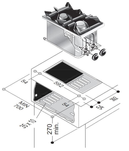 Combisteel Gas Range 2 Burner 7Kw - 7266.0010 Combisteel