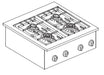 Combisteel Gas Range 4 Burner 14Kw - 7266.0020 Combisteel