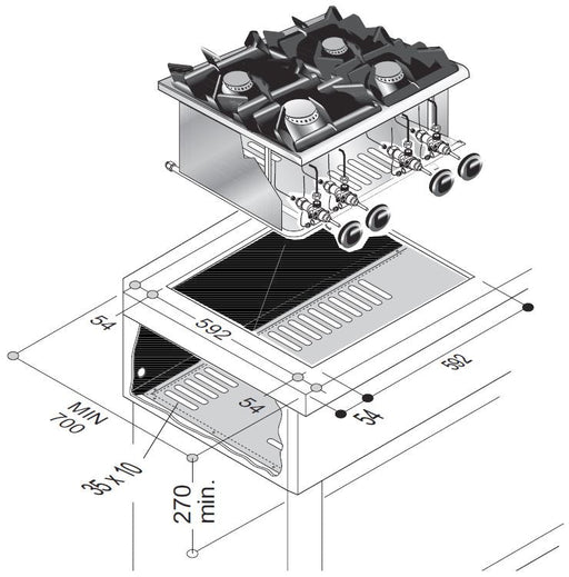 Combisteel Gas Range 4 Burner 14Kw - 7266.0020 Combisteel