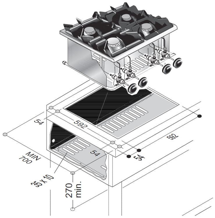 Combisteel Gas Range 4 Burner 14Kw - 7266.0020 Combisteel