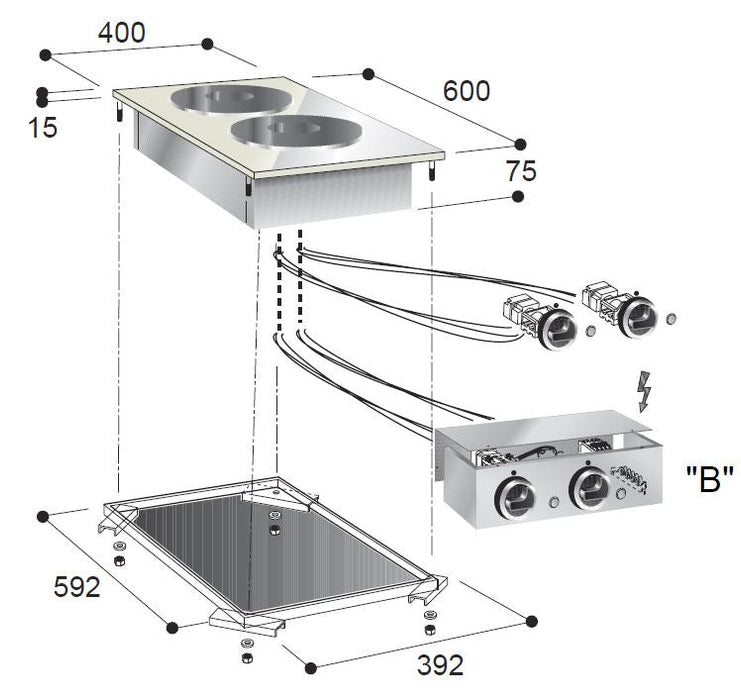 Combisteel Electric Range 2 Plate - 7266.0025 Combisteel