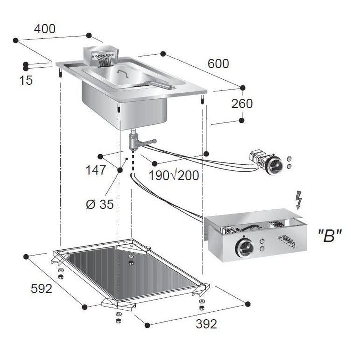 Combisteel Electric Fryer - 1x10 L Capacity - Stainless Steel - 230V/3.3kW - Adjustable Temperature Control - Durable & Easy to Clean