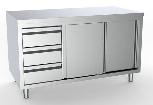 Combisteel 700 Worktable Sliding Doors Drawers Left 1800 Combisteel
