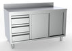 Combisteel 700 Worktable Sliding Doors Drawers Left With Upstand 1800 Combisteel