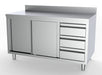 Combisteel 700 Worktable Sliding Doors Drawers Right With Upstand 1600 Combisteel