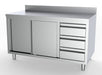 Combisteel 700 Worktable Sliding Doors Drawers Right With Upstand 1800 Combisteel