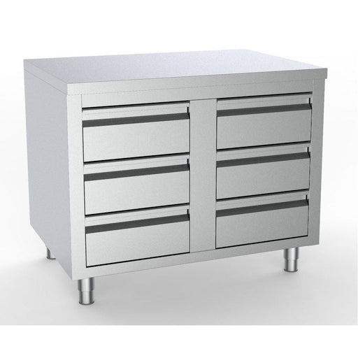 Combisteel Stainless Steel Worktable - 6 Drawers - 1000 mm Width - Durable AISI 304 Material - Professional Kitchen Equipment Combisteel