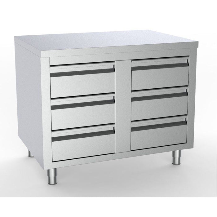Combisteel Stainless Steel Worktable - 6 Drawers - 1000 mm Width - Durable AISI 304 Material - Professional Kitchen Equipment Combisteel