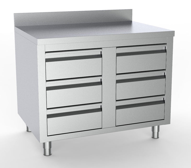Combisteel 700 Worktable With 6 Drawers With Upstand 1000 Combisteel