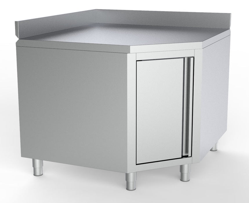 WORKTABLE CORNER WITH DOOR AND UPSTAND 1000/1000 FOR 600MM TABLES Combisteel