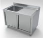 Combisteel 700 Stainless Steel Single Left Bowl Sink With Sliding Doors 1200mm Wide - 7333.0900 Combisteel
