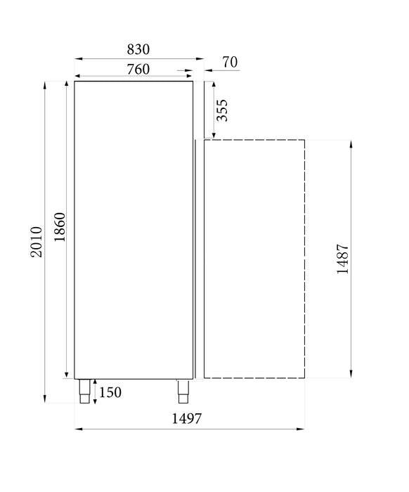 Combisteel Stainless Steel Freezer - 2 Doors - 1280L Gross Capacity - Ventilated Cooling - Digital Control - -18° to -22°C 7450.0078 Combisteel