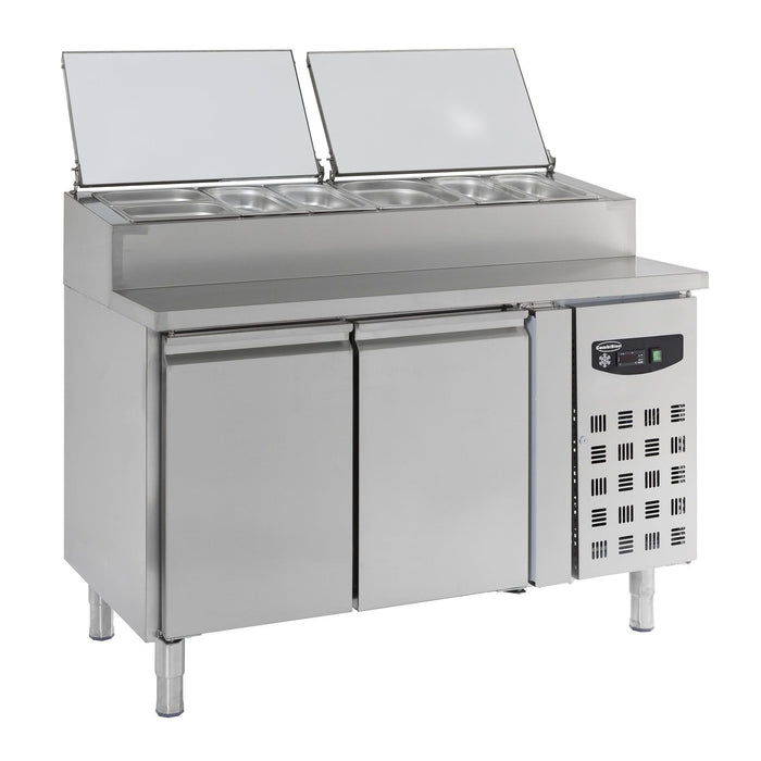 Combisteel Saladette - 2 Doors - Stainless Steel - Holds 6x 1/3 GN Containers - Ventilated Cooling - Compact Refrigeration for Salads & Ingredients