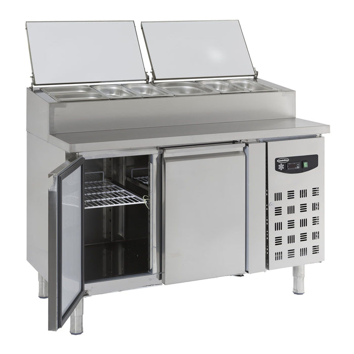 Combisteel Saladette - 2 Doors - Stainless Steel - Holds 6x 1/3 GN Containers - Ventilated Cooling - Compact Refrigeration for Salads & Ingredients