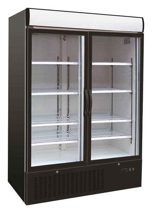 Combisteel Freezer with 2 Glass Doors - Stainless Steel - Ventilated Cooling - Automatic Defrost - Energy Efficient -