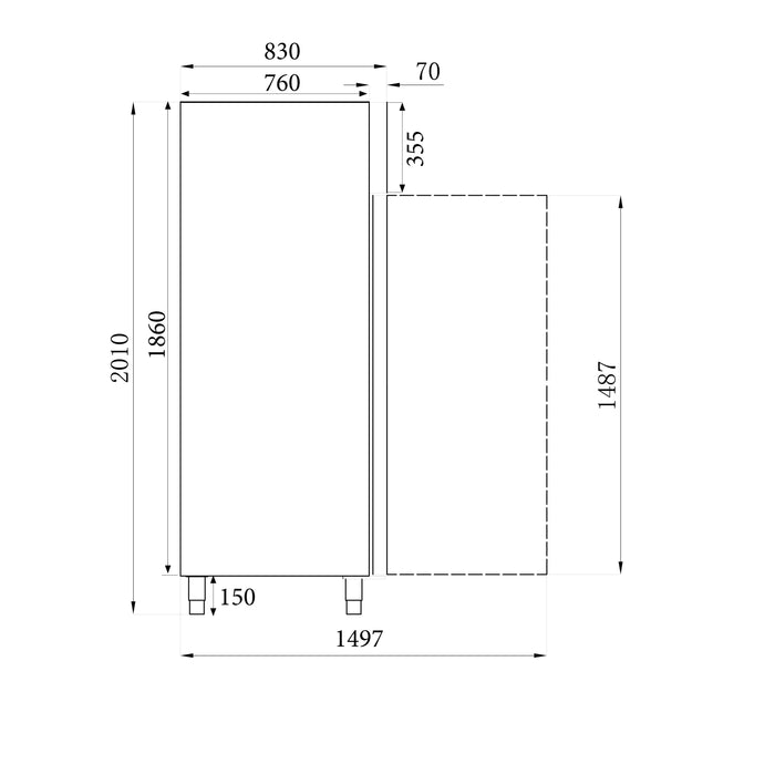 Combisteel Commercial Refrigerator - Stainless Steel - 1 Glass Door - LED Lighting - 680x700x2000mm - Ventilated Cooling