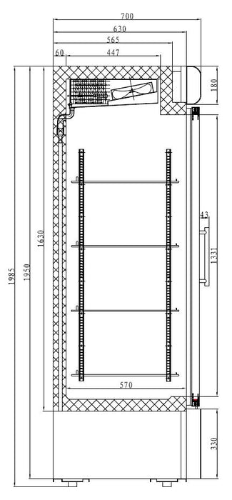 Combisteel Freezer - 2 Glass Doors - 1370mm Width - 920L Capacity - Ventilated Cooling - -18°C to -24°C - LED Lighting - White Steel