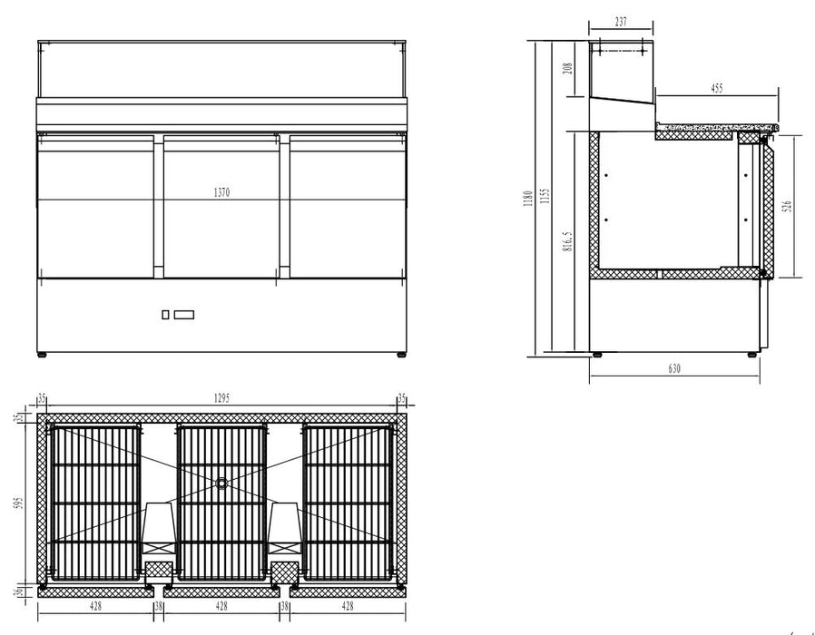 PIZZA COUNTER 3 DOORS