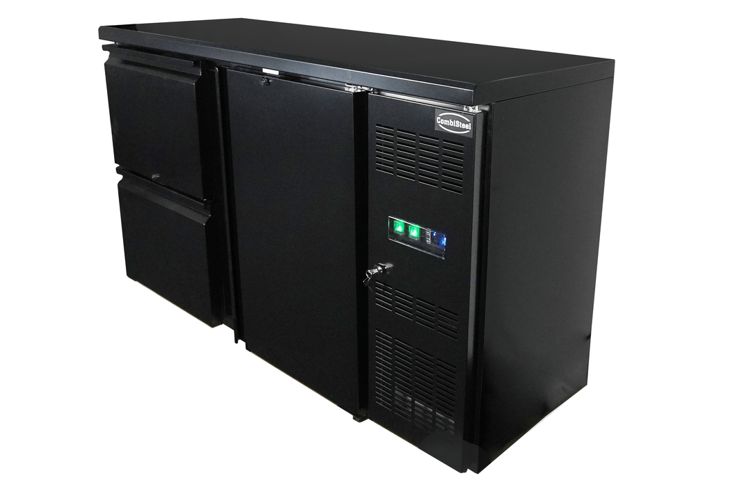 Combisteel Barcooler Black - 1 Door & 2 Drawers - Ventilated Cooling - 150L Capacity - 1/1 GN Compatible - Energy Efficient - Compact Design Combisteel