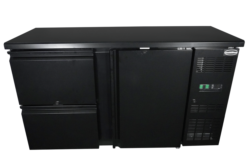 Combisteel Barcooler Black - 1 Door & 2 Drawers - Ventilated Cooling - 150L Capacity - 1/1 GN Compatible - Energy Efficient - Compact Design Combisteel