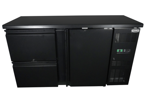Combisteel Barcooler Black - 1 Door & 2 Drawers - Ventilated Cooling - 150L Capacity - 1/1 GN Compatible - Energy Efficient - Compact Design Combisteel