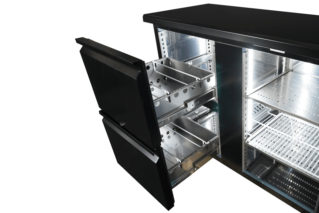 Combisteel Barcooler Black - 1 Door & 2 Drawers - Ventilated Cooling - 150L Capacity - 1/1 GN Compatible - Energy Efficient - Compact Design Combisteel