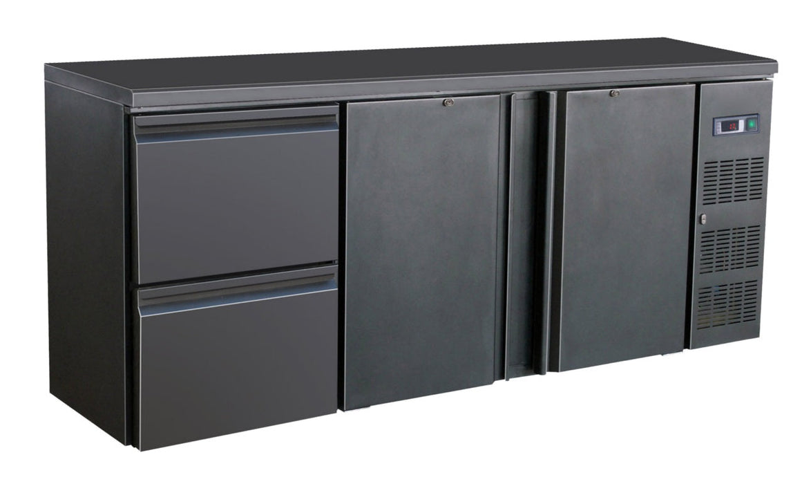 Combisteel Bar Cooler Black - 2 Doors & 2 Drawers - Ventilated Cooling - LED Lighting - 0/+10°C Temperature Range - Energy Efficient Design Combisteel