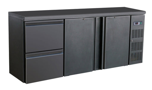 Combisteel Bar Cooler Black - 2 Doors & 2 Drawers - Ventilated Cooling - LED Lighting - 0/+10°C Temperature Range - Energy Efficient Design Combisteel