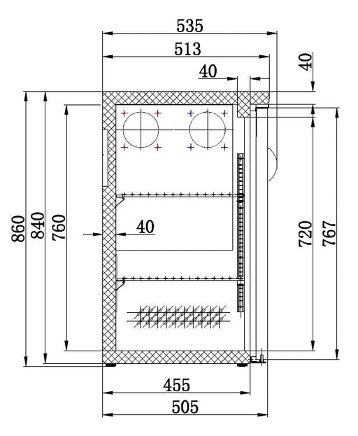Combisteel Barcooler - Black - 4 Doors - Ventilated Cooling - 698L Capacity - LED Lights - Digital Temperature Control - Energy Efficient Combisteel