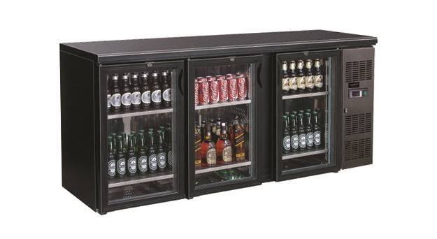 BACKBAR COOLER BLACK 3 GLASS DOORS