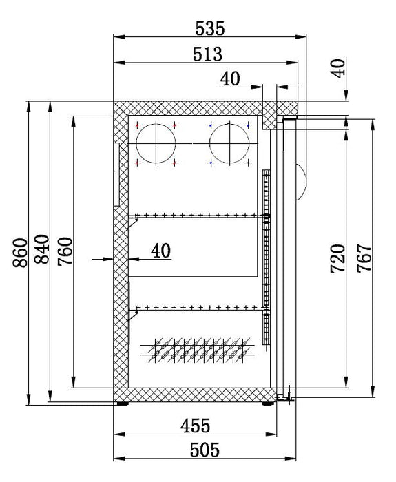 Combisteel Backbar Cooler - Black - 4 Glass Doors - 920L Capacity - LED Lighting - Ventilated Cooling - Digital Temperature Control