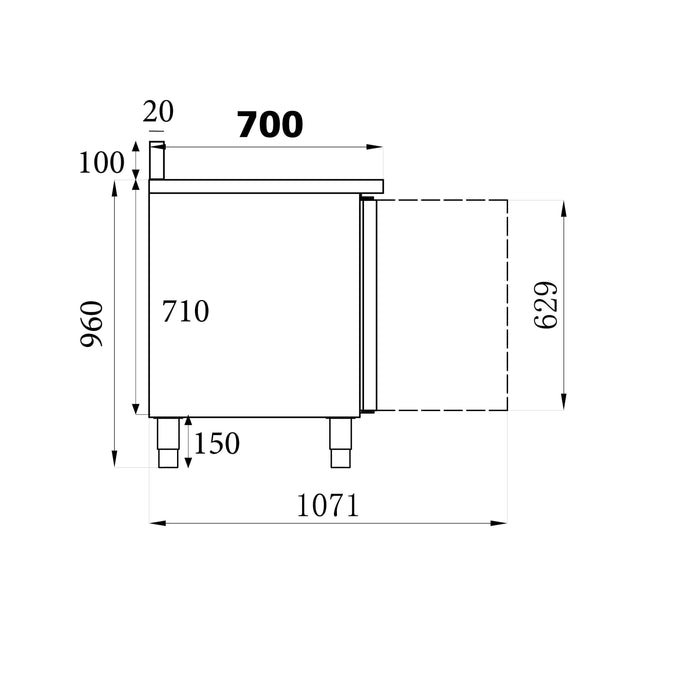 Combisteel 7450.0782 Refrigerated Counter with Upstand - 3 Doors - Stainless Steel - 1795x700x850mm - Ventilated Cooling - +2/+8°C - Energy Efficient 7450.0782 Combisteel