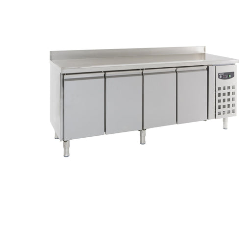 Combisteel Refrigerated Counter with Upstand - 4 Doors - Stainless Steel - +2°C/+8°C - Ventilated Cooling - 2230x700x960mm Combisteel